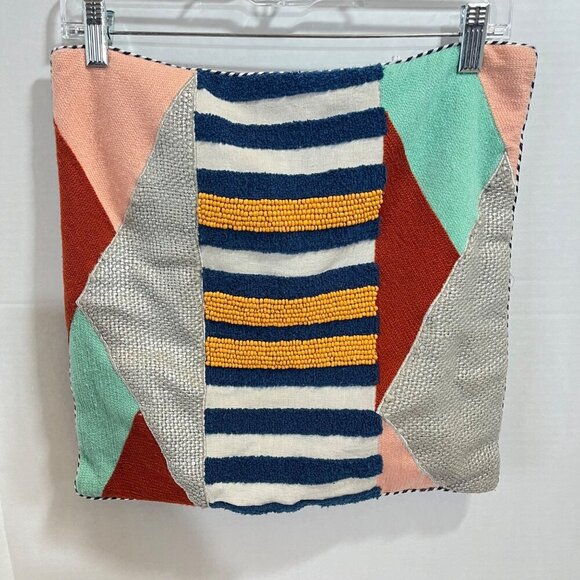 Pier 1 Imports RARE Beaded Terry‎ Geometric Colorblock Pillow Covers - Picture 4 of 7